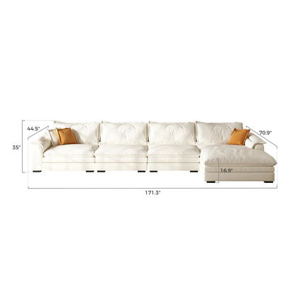 Sandwich Sectional with Chaise / Air Leather