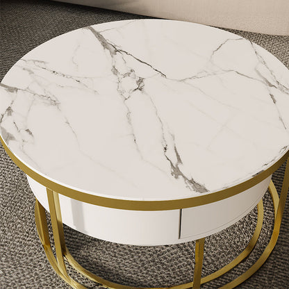 Cassandra Common Nesting Round Coffee Table with Drawers