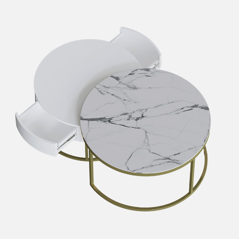 Cassandra Common Nesting Round Coffee Table with Drawers