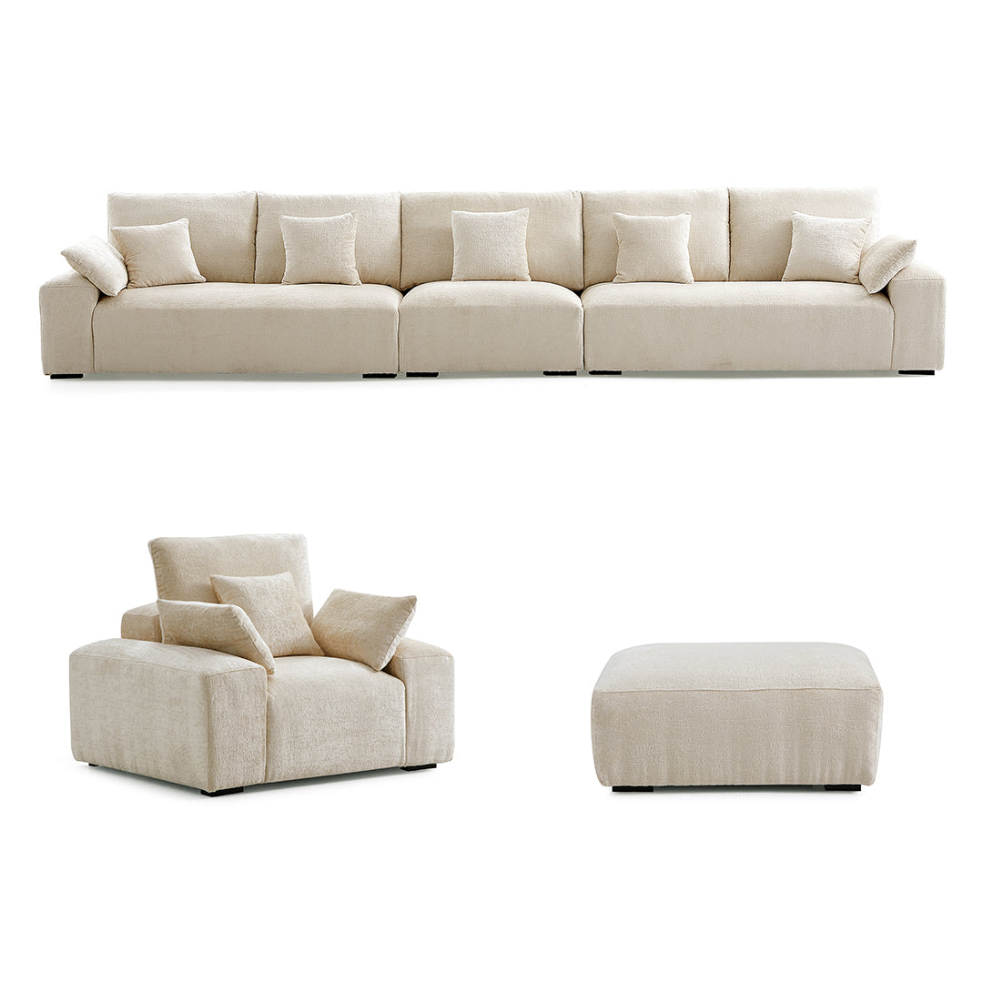 The Empress Beige Sofa Set-Beige-175.6"