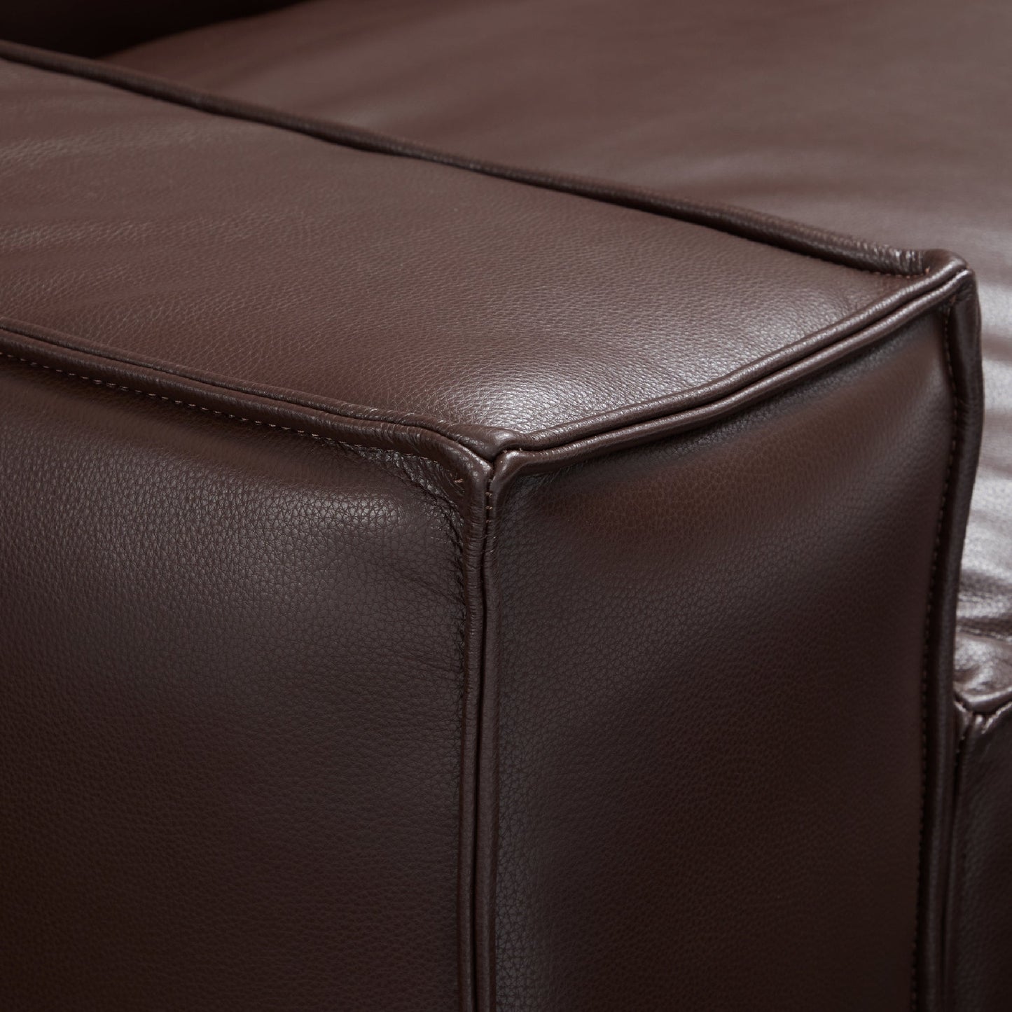 Luxury Minimalist Black Leather Daybed Sofa-Dark Brown