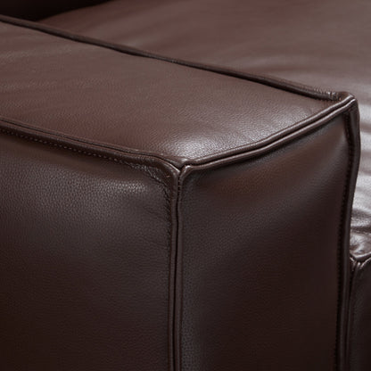 Luxury Minimalist Black Leather Daybed Sofa-Dark Brown