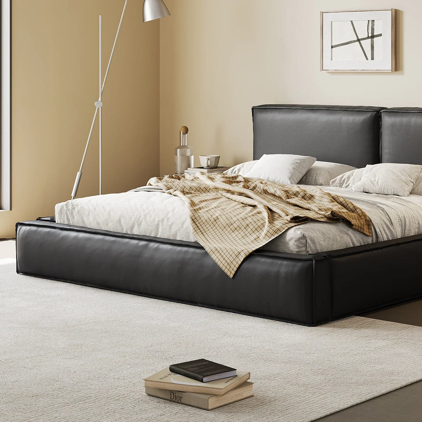 BlockSense Modern Leather Bed