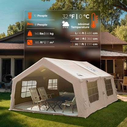 Familia AirTent 17.2 Beige Inflatable Tent House for Camping (2-10 Person)