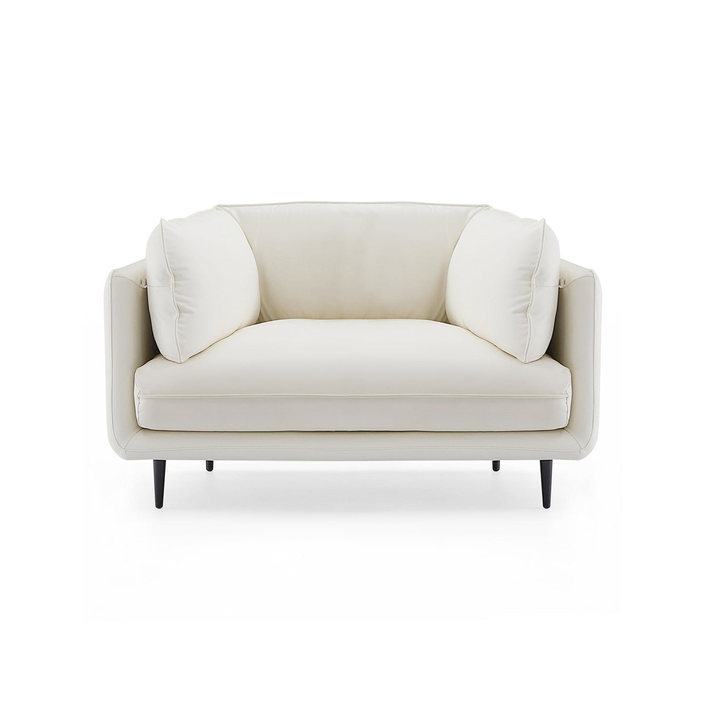 Vanilla White Leather Armchair-White