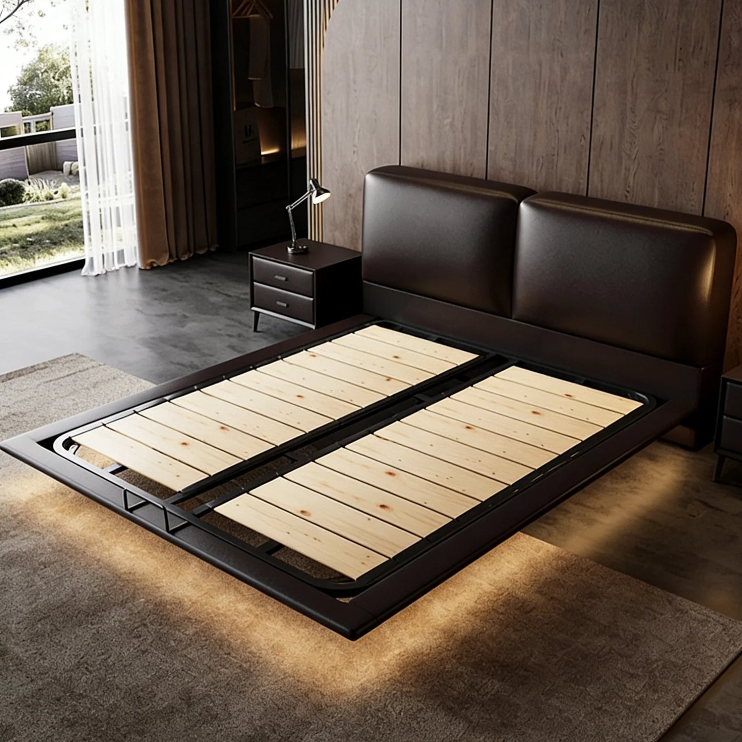 Domus Leather Floating Bed