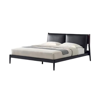 Truffle Cream Leather Bed-Black