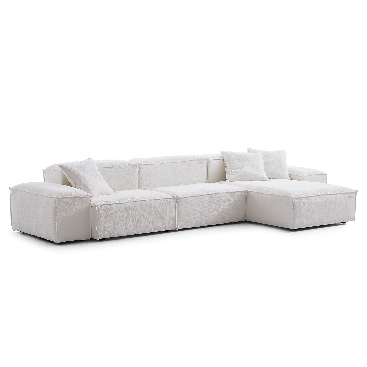 Freedom Modular White Sectional Sofa-White-Low-143.7″