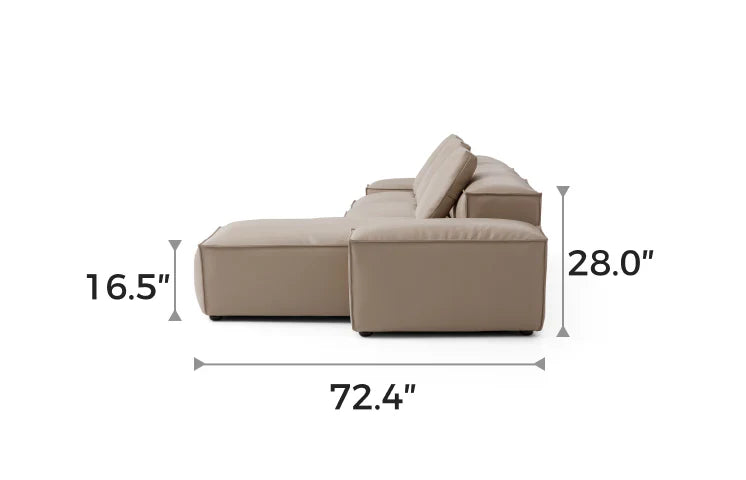 Cube Modular Khaki Genuine Leather Sectional