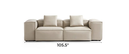 Cube Modular Beige Genuine Leather Sofa