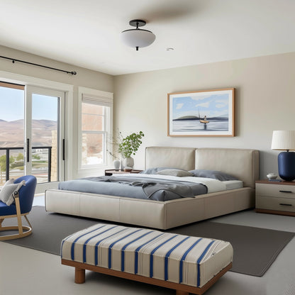 Pudding Leather Bed-Beige