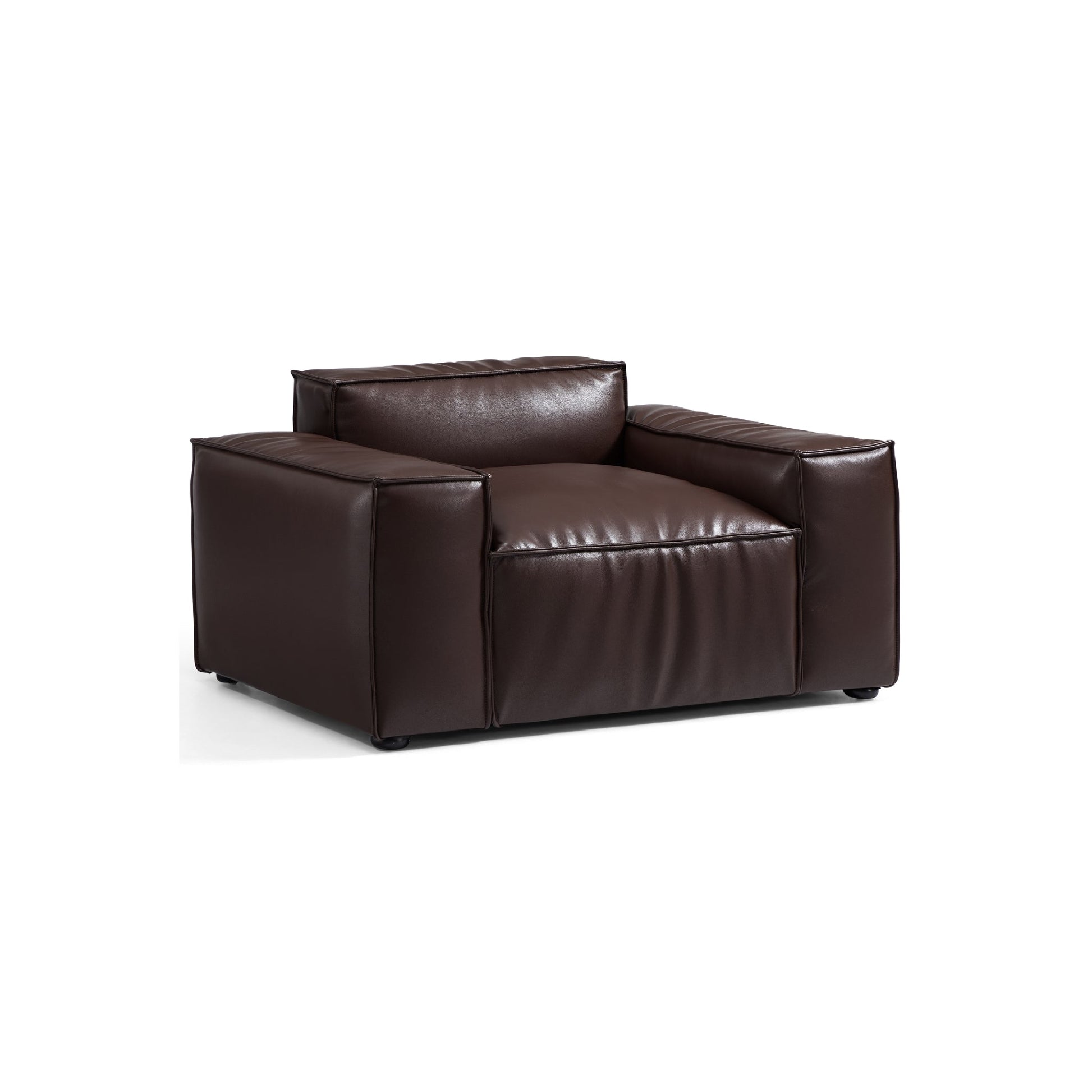 Luxury Minimalist Dark Brown Leather Armchair-Dark Brown
