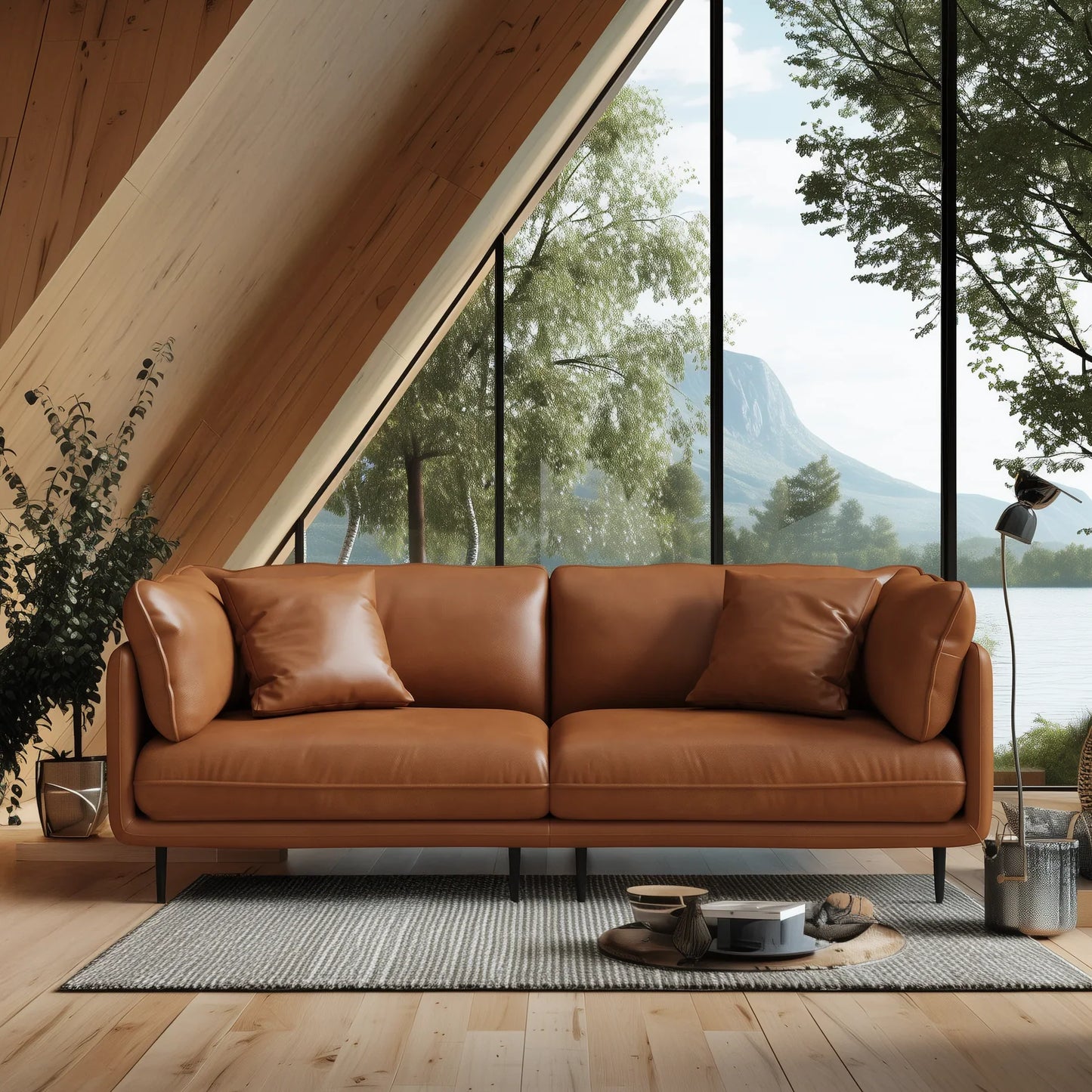 Vanilla Brown Leather Sofa