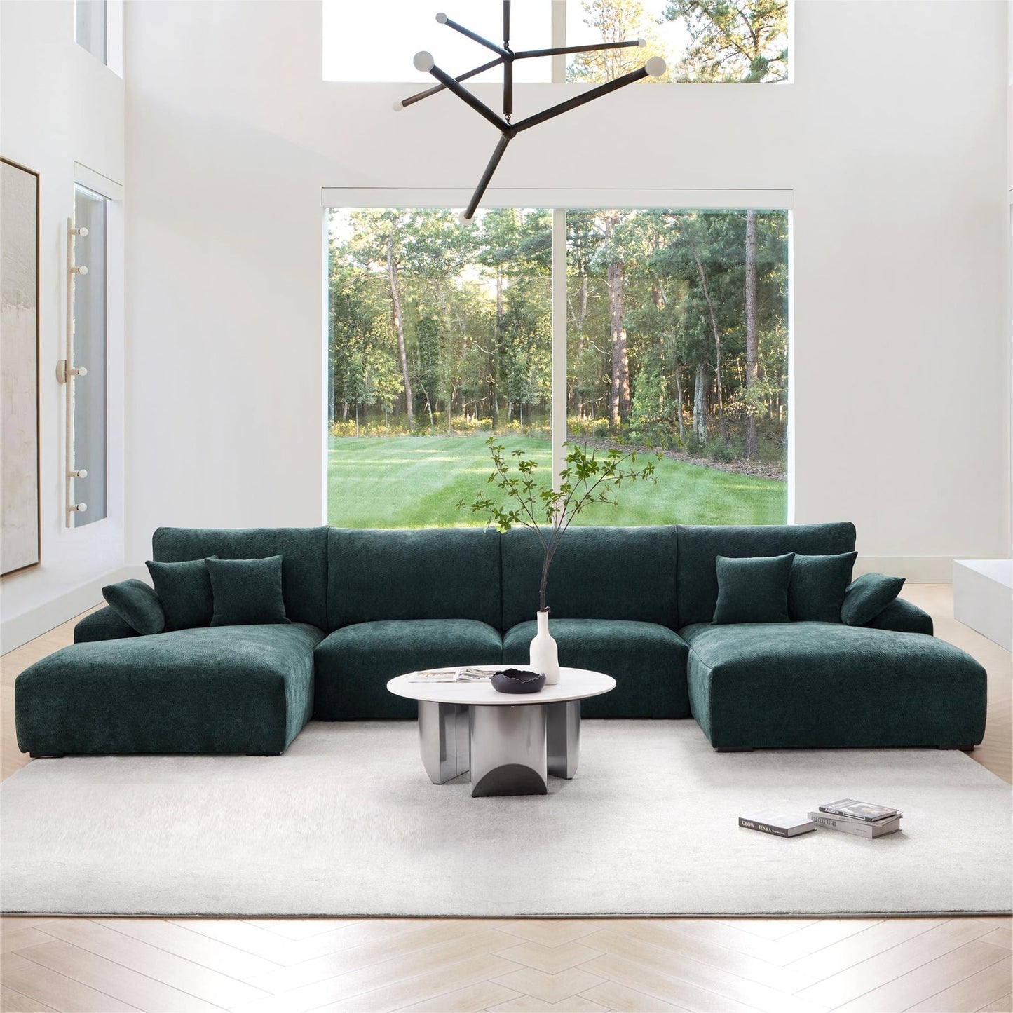 The Empress Gray U Shaped Sectional Sofa-Green
